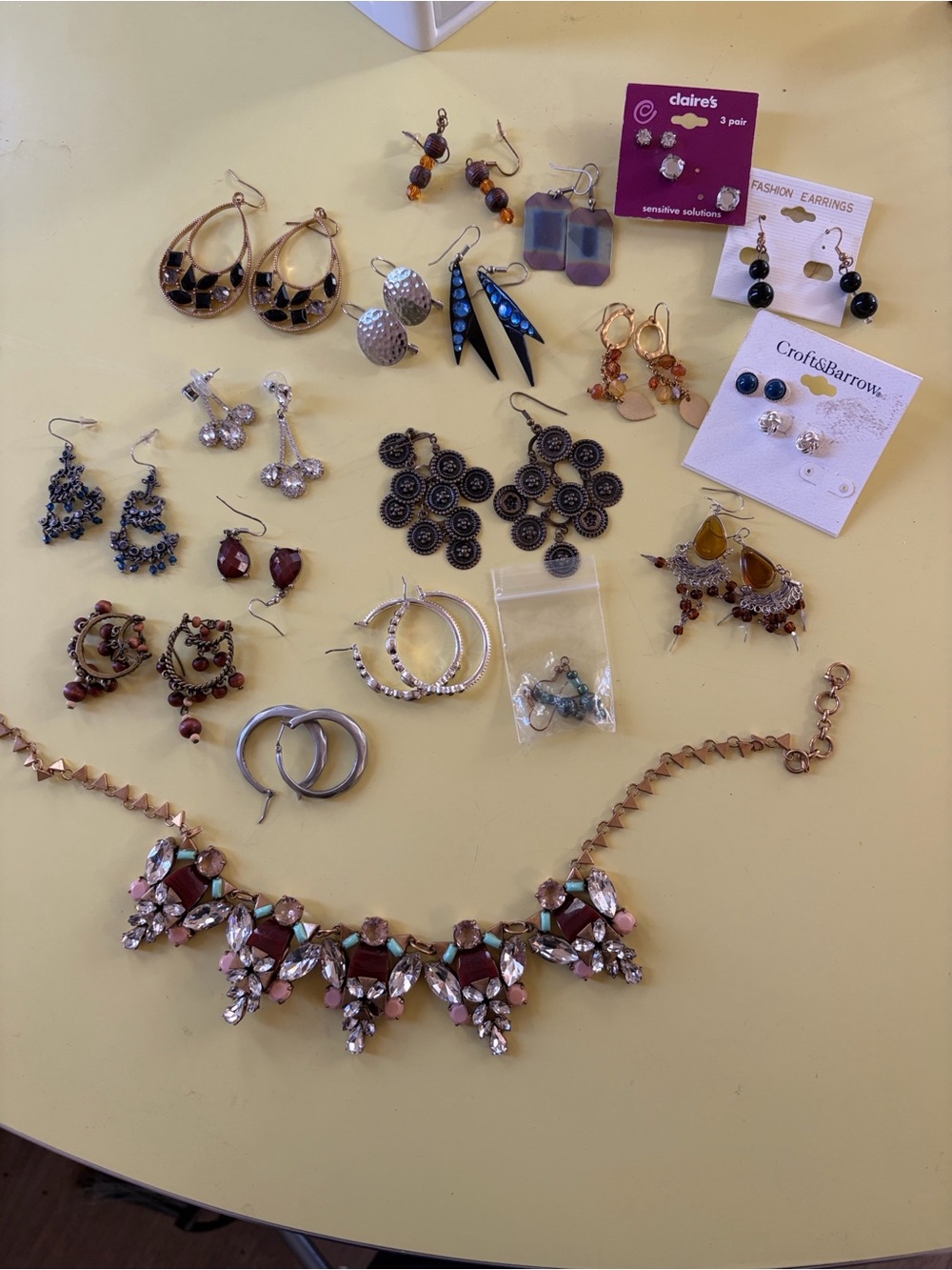 Assorted 20 Women's Earrings used vintage and new with J crew necklace